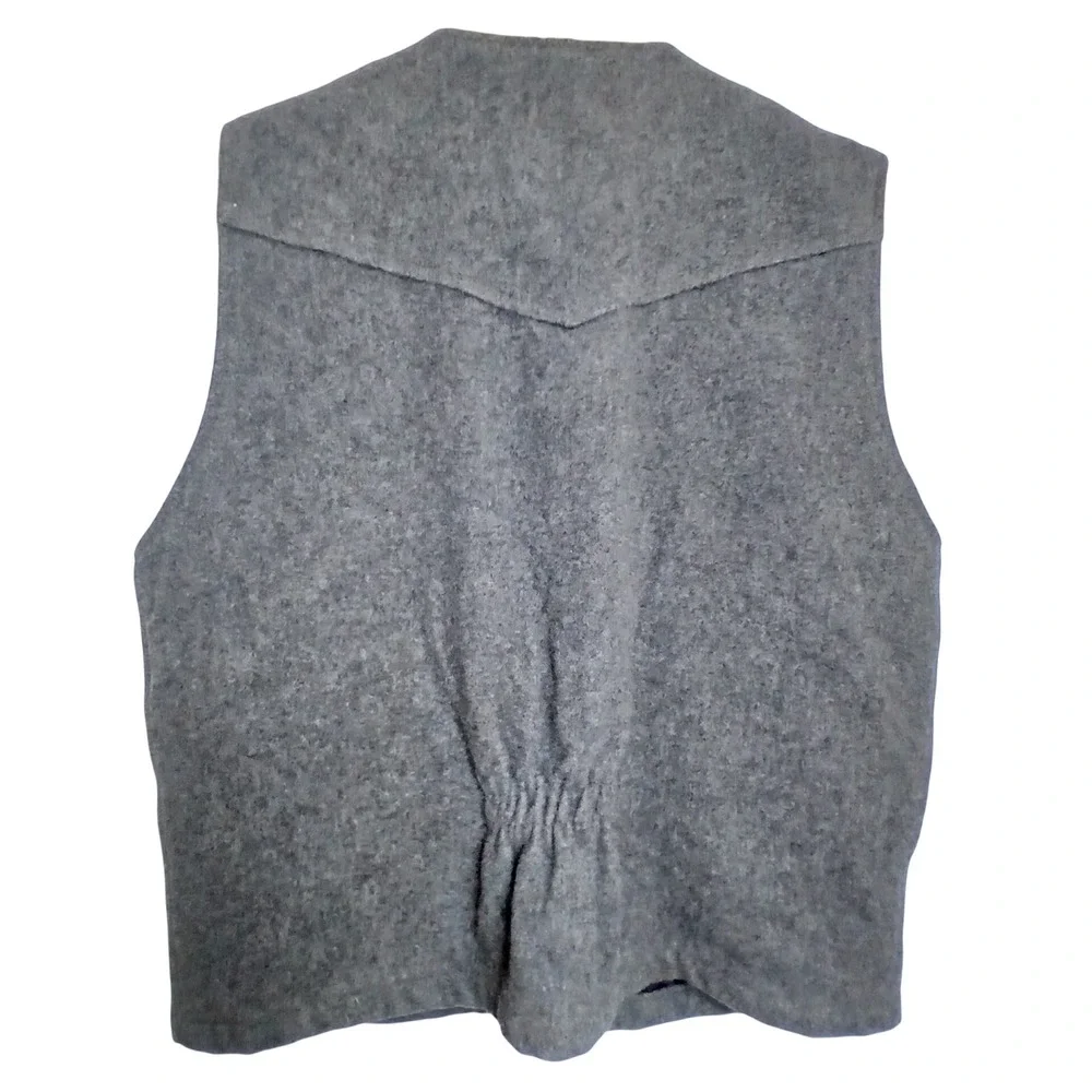 Wyoming Traders Men L Virgin Wool Gray Western Vest Cowboycore Ranch Classic USA